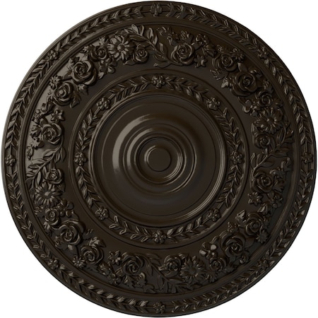 Ekena Millwork Rose Ceiling Medallion (Fits Canopies up to 13 1/2"), Hand-Painted Stone Hearth, 33 7/8"OD x 2 3/8"P CM33ROSHF